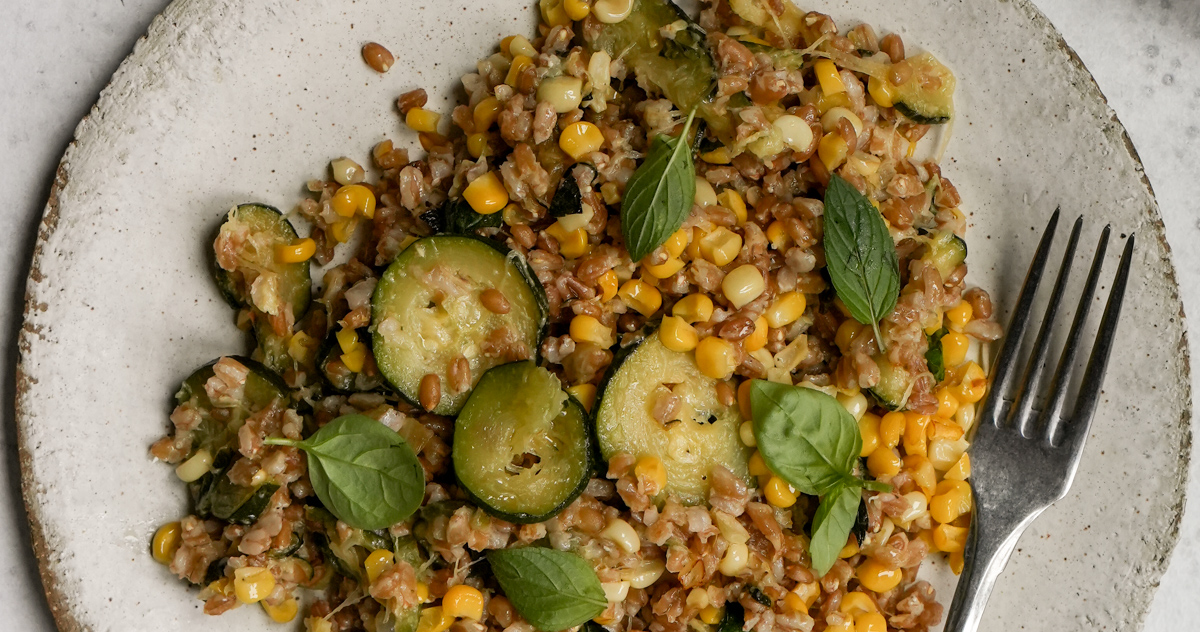Corn and Zucchini Farro Salad
